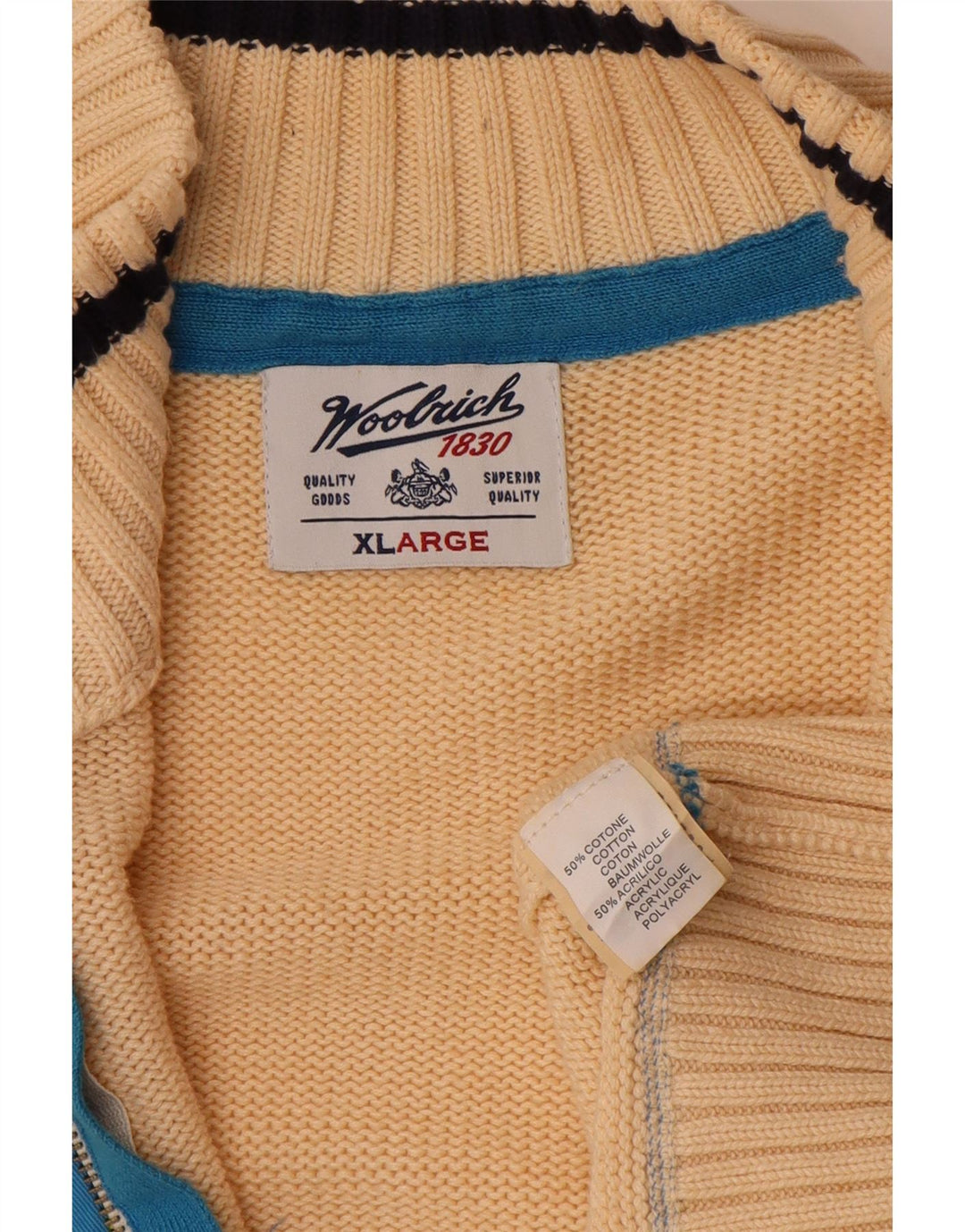 Suéter cardigã masculino WOOLRICH algodão bege XL