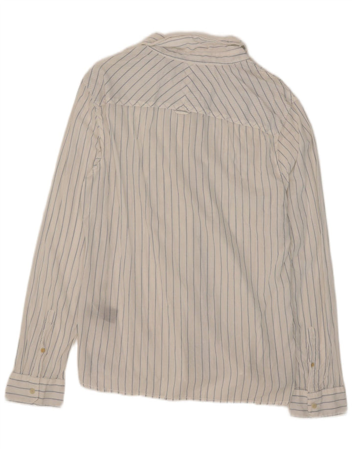 Camisa masculina All Saints grande algodão listrado branco