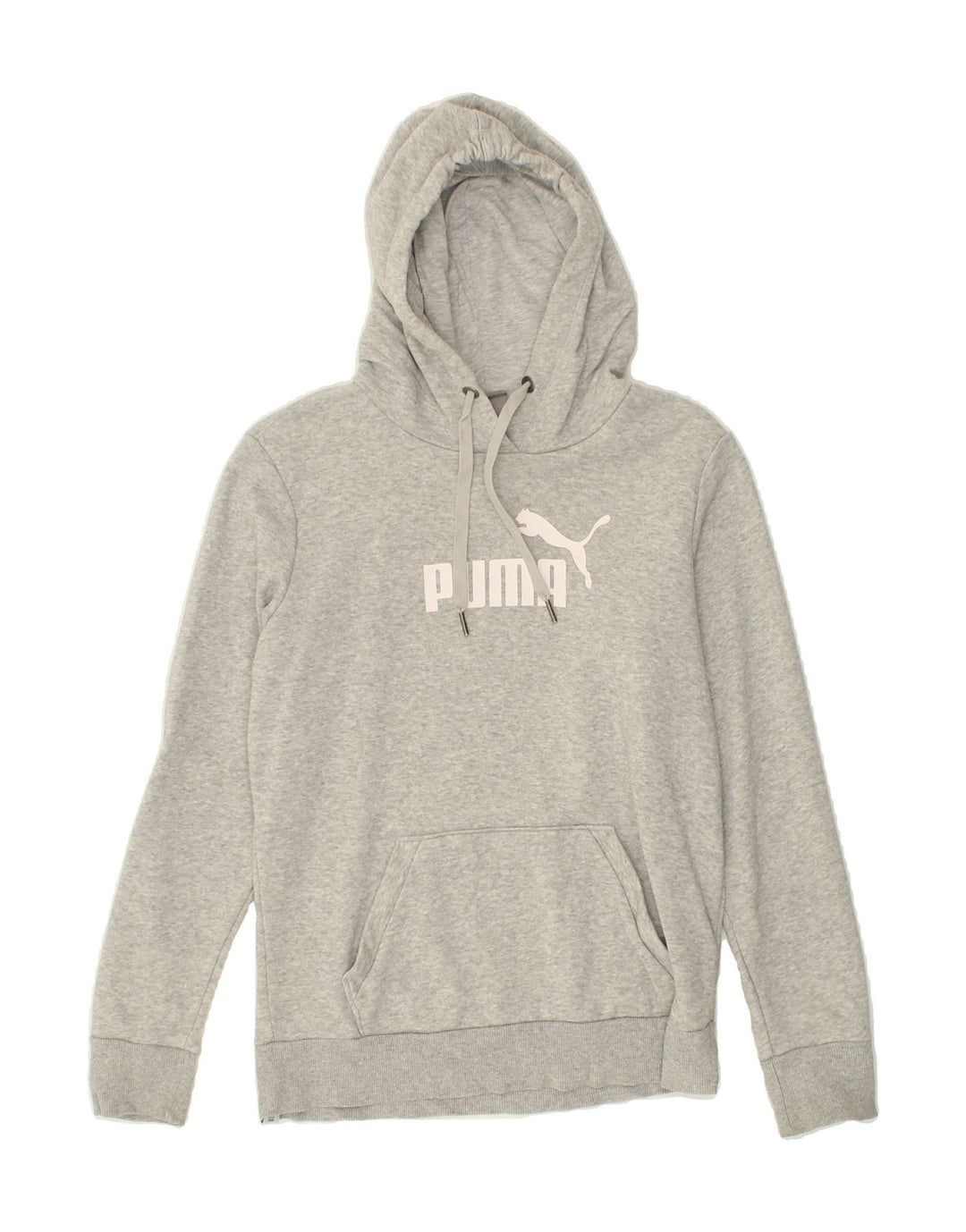 PUMA Womens Graphic Hoodie Jumper UK 12 Medium Grey Cotton Vintage Puma and Second-Hand Puma from Messina Hembry 