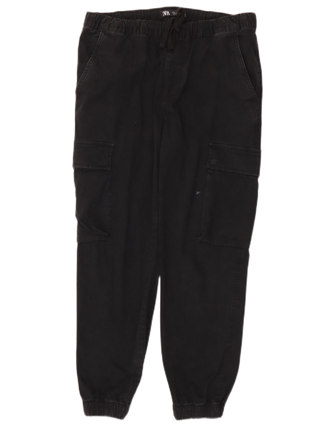 Zara Mens Joggers Cargo Calças Médio W31 L26 Algodão Preto