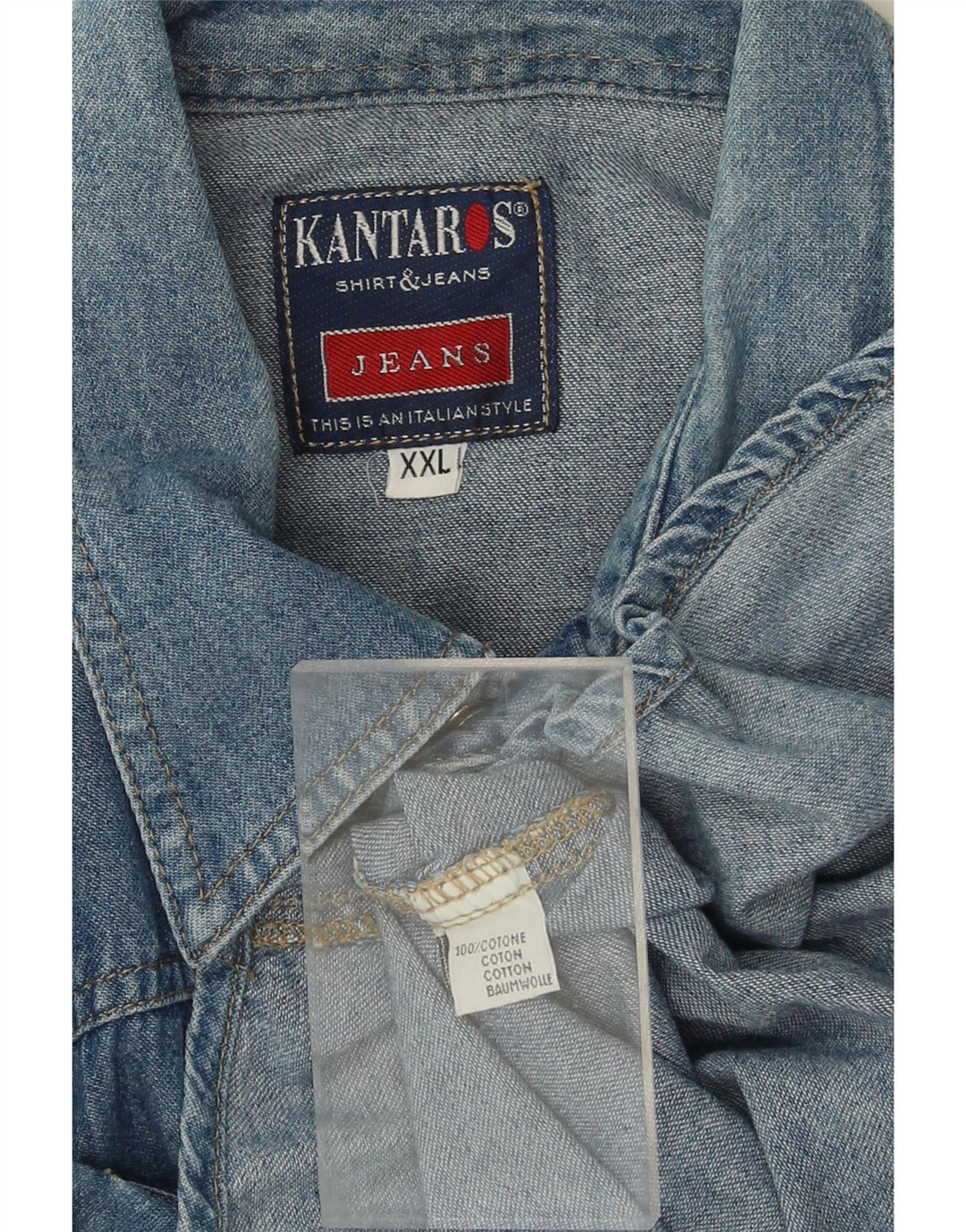 Camisa jeans masculina KANTAROS 2XL algodão azul