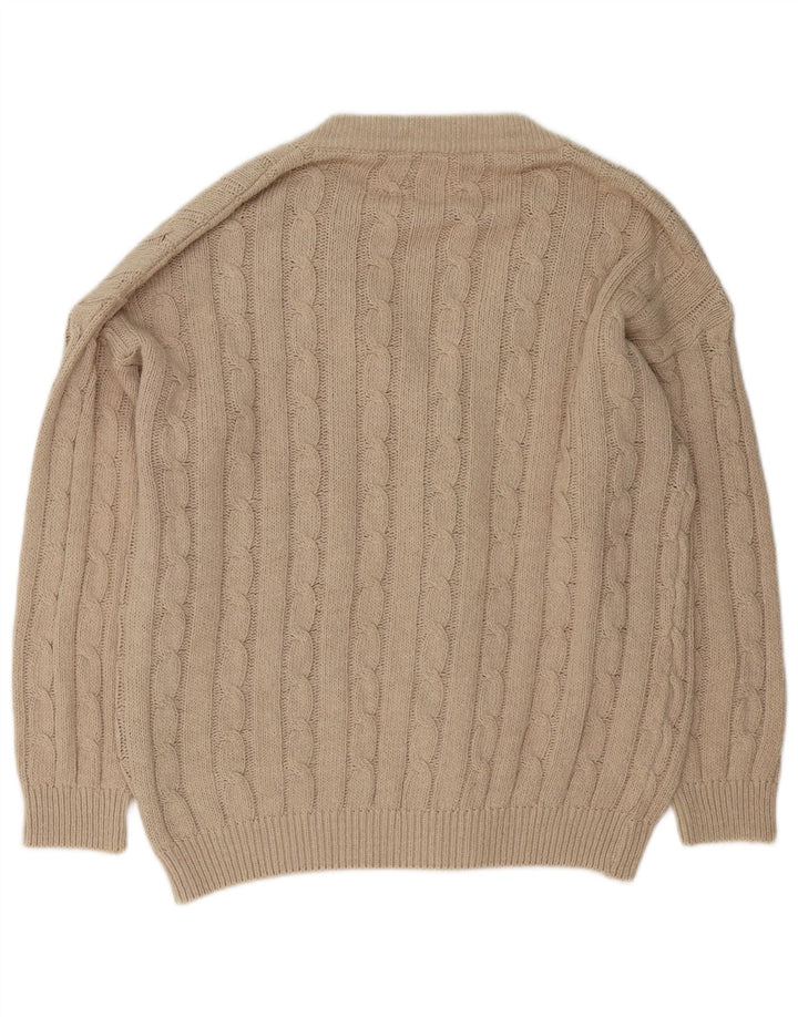 Suéter cardigã masculino VINTAGE algodão bege grande