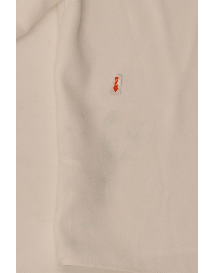 Blusa feminina Zara Batwing oversized Top UK 10 pequeno poliéster branco