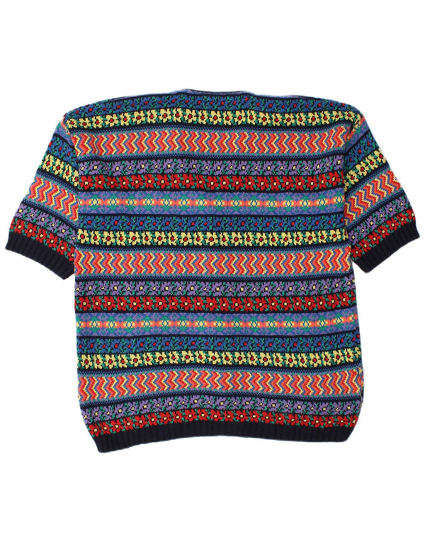 Suéter feminino vintage de grandes dimensões UK 16 grande multicolorido