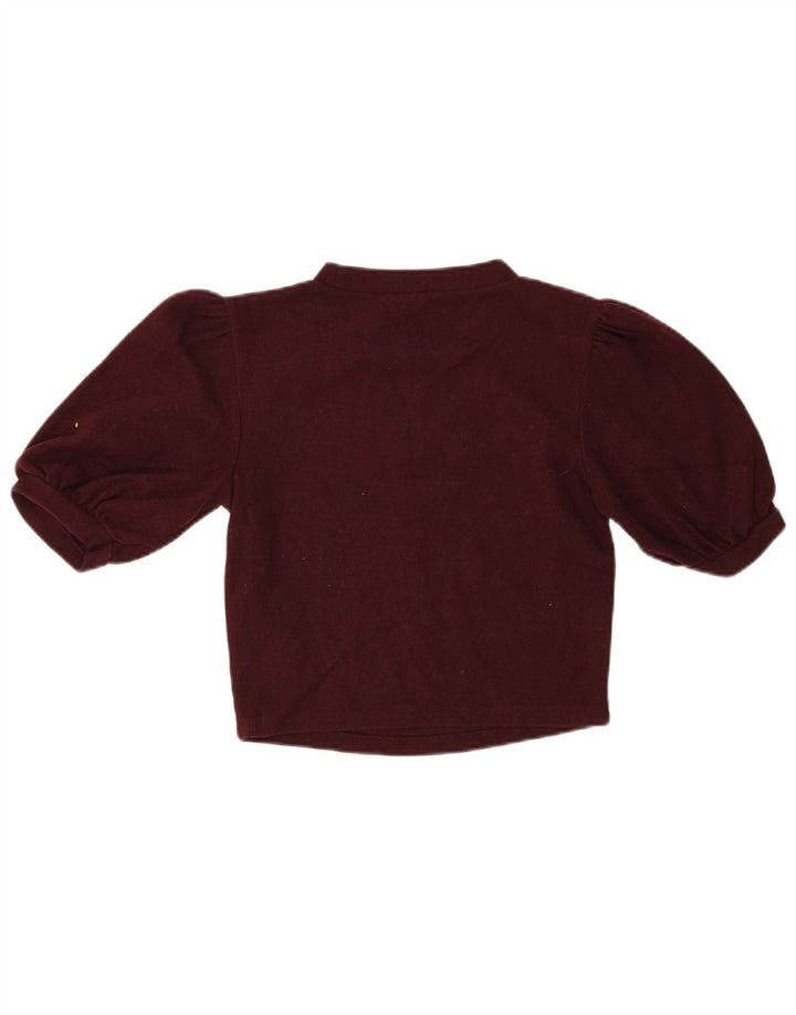 Zara Blusa Crop Feminina Top Reino Unido 8 Pequena Borgonha