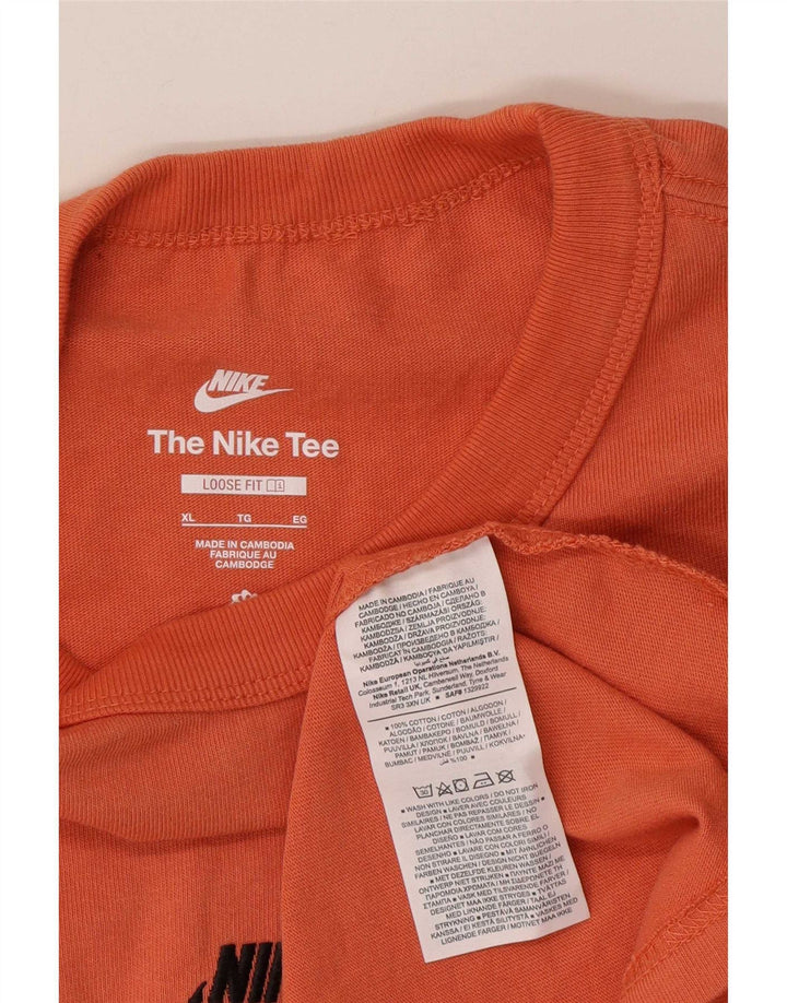 Nike Mens Loose Fit Top Manga Longa XL Laranja Algodão