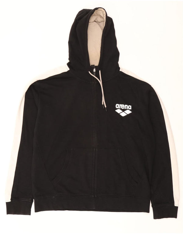 Suéter masculino Arena com capuz e zíper gráfico 2XL algodão colorblock preto