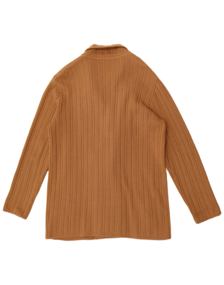Suéter cardigã masculino vintage com peito duplo IT 50 lã marrom médio