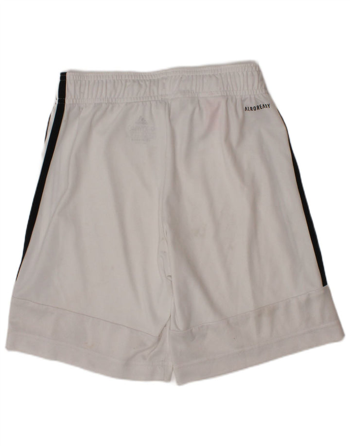 Shorts esportivos Adidas Aeroready para meninos 9-10 anos branco poliéster