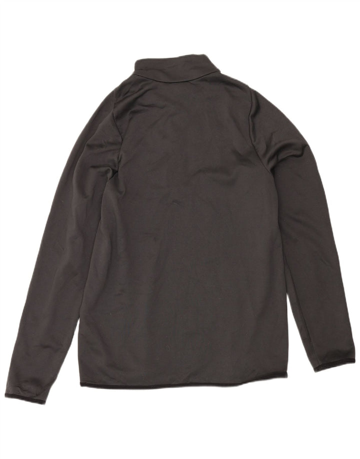NIKE Mens Zip Neck Pullover Treino Top Cinza Médio Poliéster