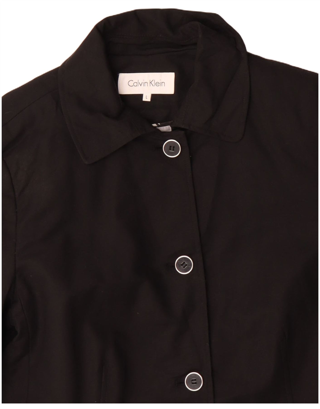 Jaqueta blazer feminina Calvin Klein de 4 botões Reino Unido 16 grande algodão preto