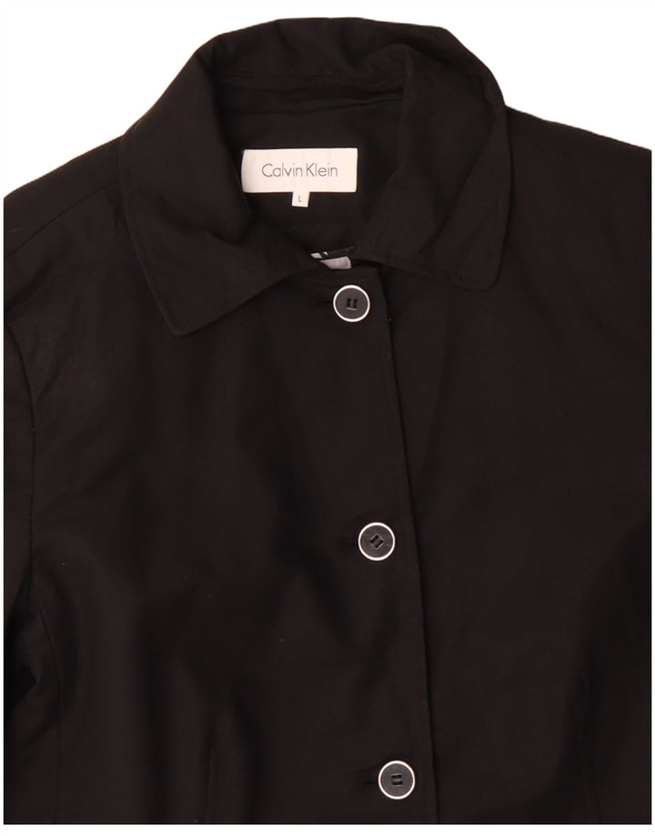 Jaqueta blazer feminina Calvin Klein de 4 botões Reino Unido 16 grande algodão preto