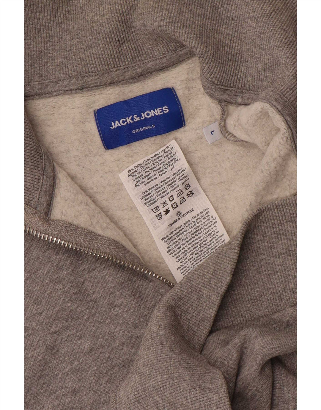 Jack & Jones moletom masculino com zíper e gola grande, cinza manchado