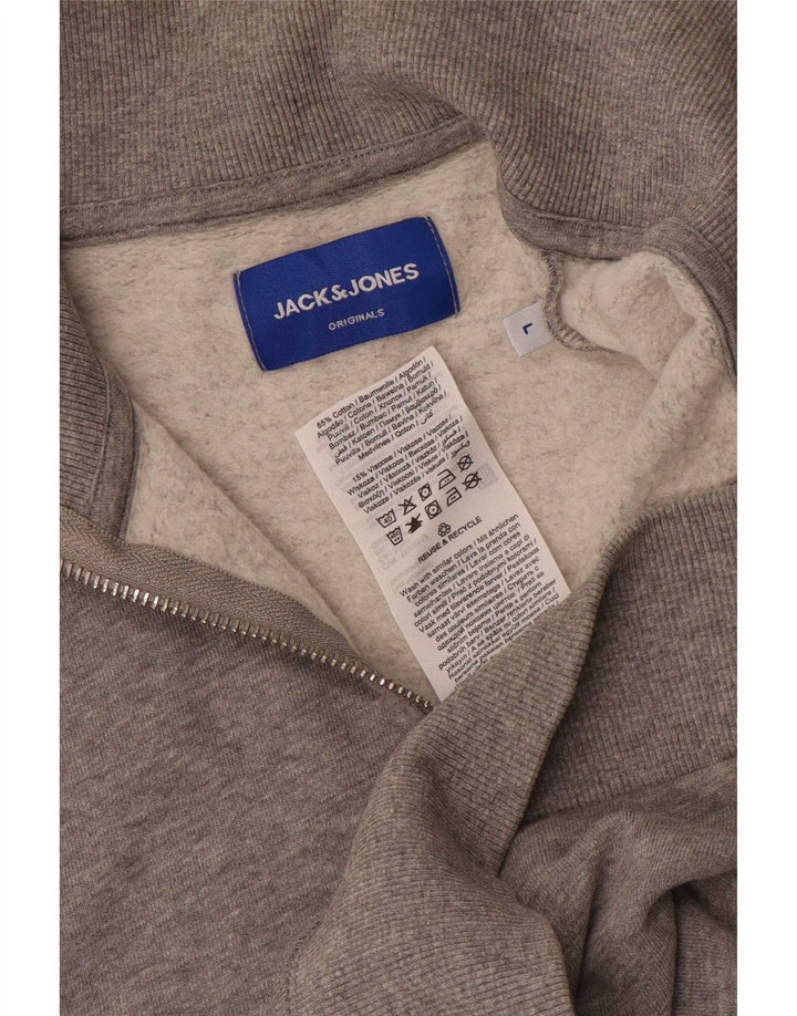Jack & Jones moletom masculino com zíper e gola grande, cinza manchado