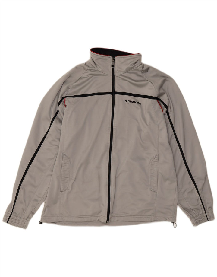 Diadora Mens Tracksuit Top Jacket UK 40 Poliéster Cinza Médio