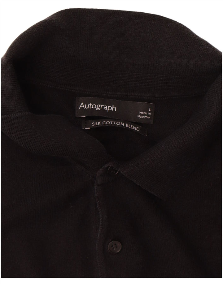 Suéter masculino Marks & Spencer Autograph Polo com gola grande preto