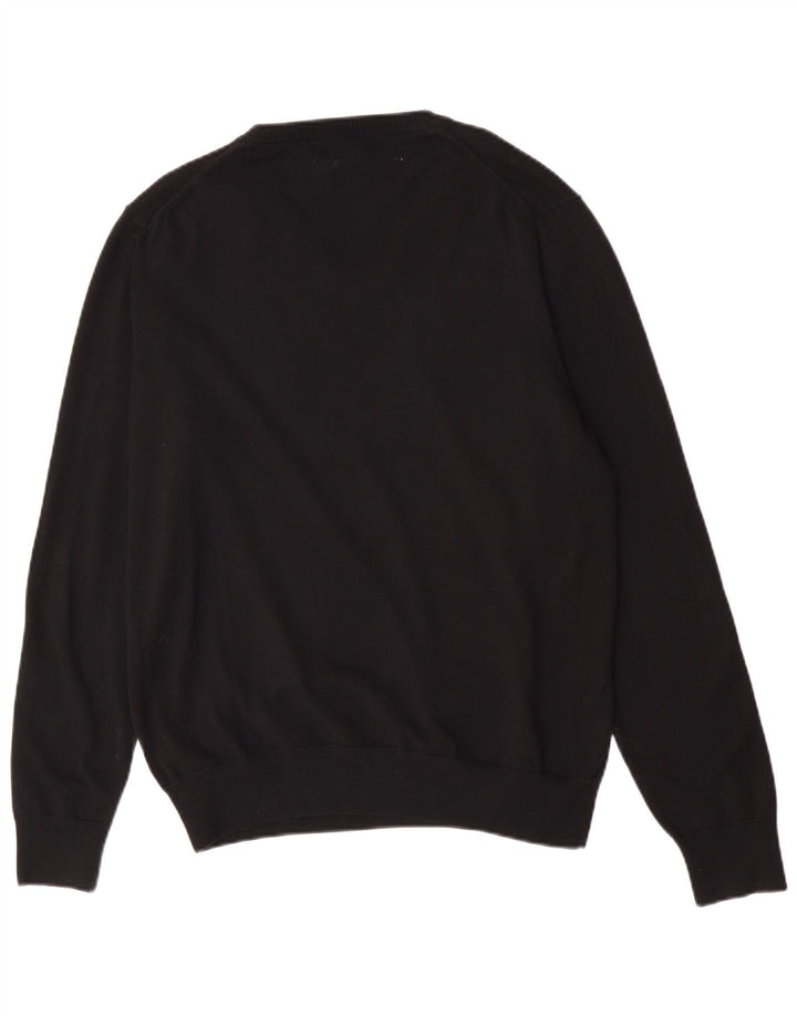Suéter masculino Marks & Spencer com decote em V grande algodão preto