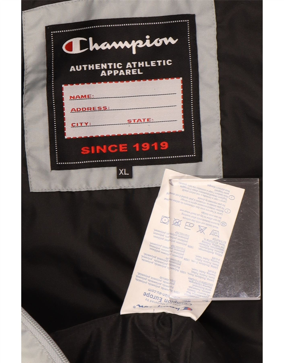 Jaqueta masculina acolchoada com capuz CHAMPION UK 42 XL azul poliamida