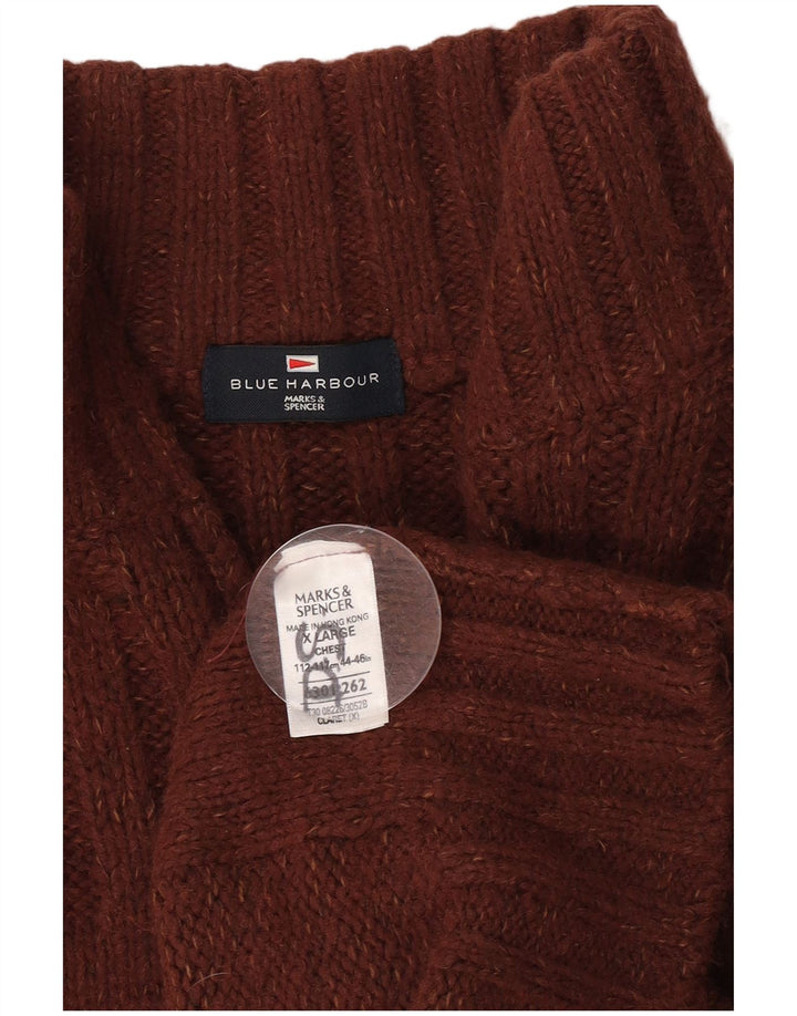 Suéter masculino Marks & Spencer com zíper e gola XL marrom acrílico