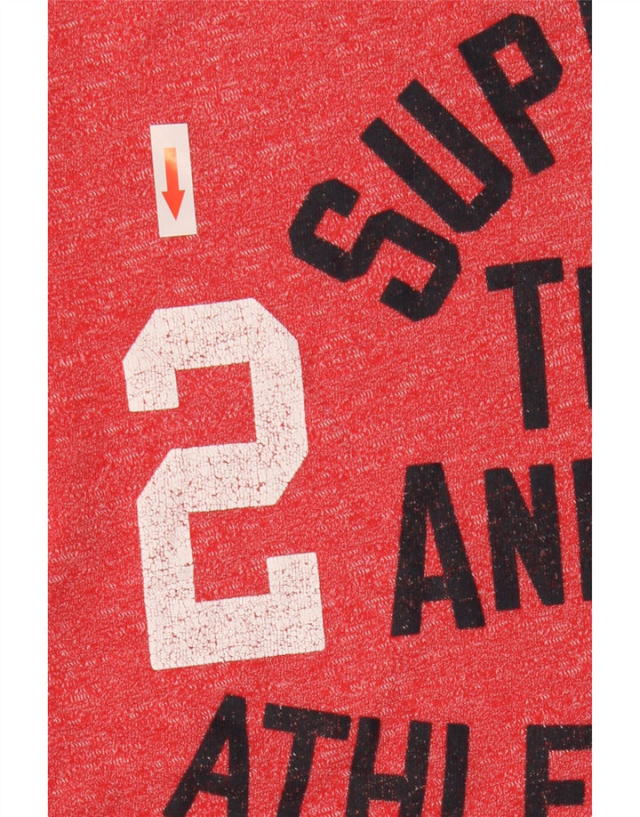Camiseta masculina Superdry com estampa gráfica pequena de algodão manchado vermelho