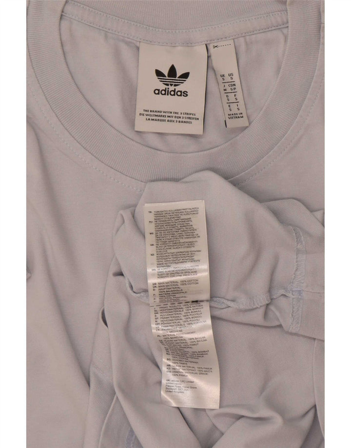 Adidas Mens Camiseta Top Pequeno Algodão Azul