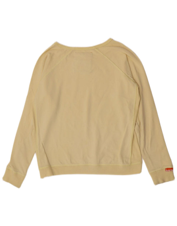 Top feminino Superdry manga comprida UK 14 grande algodão amarelo