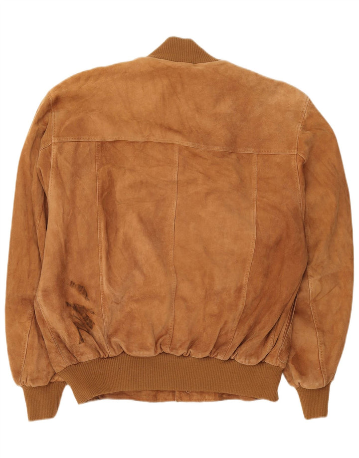 Jaqueta bomber masculina vintage de camurça IT 54 2XL couro marrom
