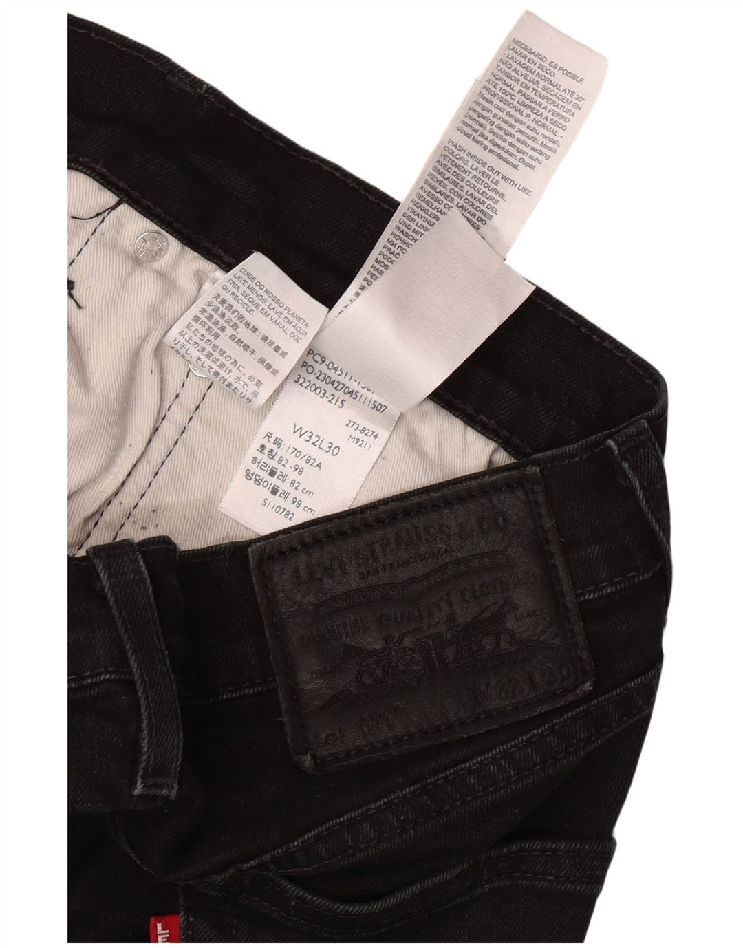LEVI'S Jeans Slim Masculino W32 L30 Algodão Preto