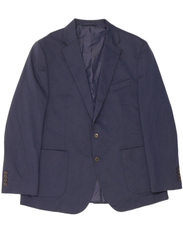 Jaqueta blazer masculina de 2 botões Marks & Spencer Reino Unido 44 XL azul marinho poliéster