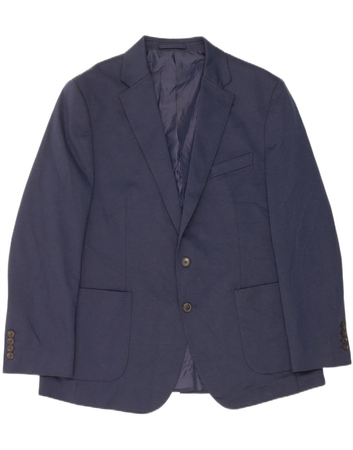 Jaqueta blazer masculina de 2 botões Marks & Spencer Reino Unido 44 XL azul marinho poliéster