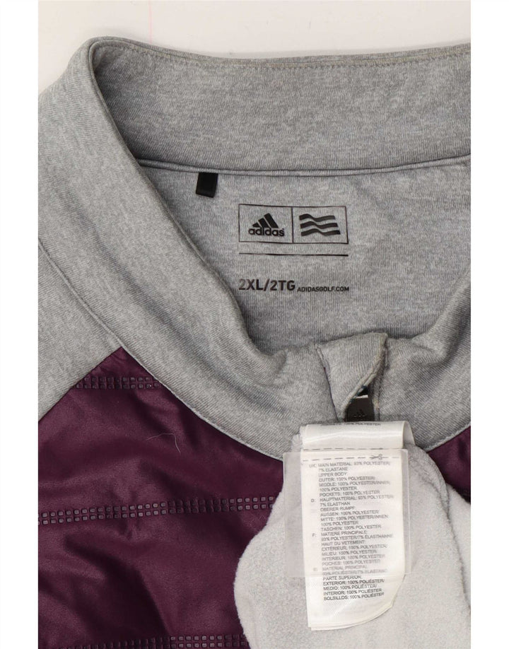 Adidas Mens Zip Neck Pullover Treino Top 2XL Cinza Colourblock Poliéster