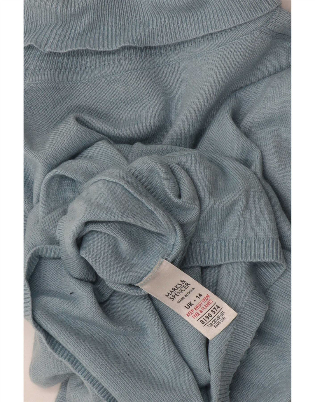Suéter feminino Marks & Spencer com gola redonda Reino Unido 14 viscose azul médio