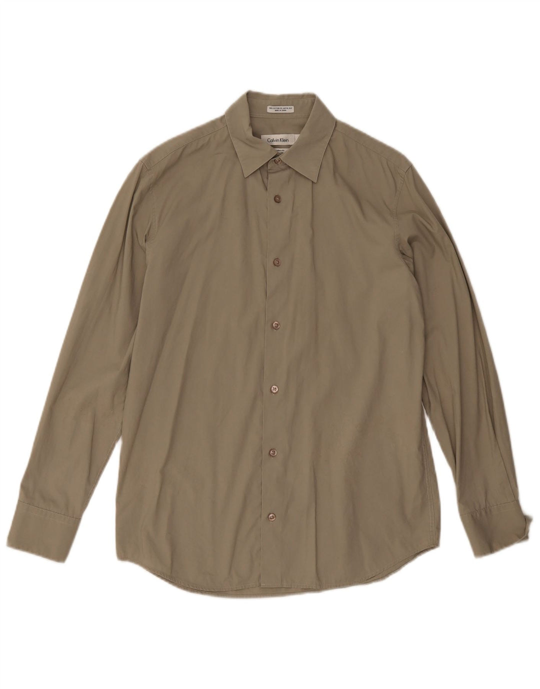 Camisa Calvin Klein Masculina Modern Fit Pequena Algodão Cáqui
