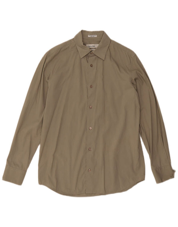 Camisa Calvin Klein Masculina Modern Fit Pequena Algodão Cáqui
