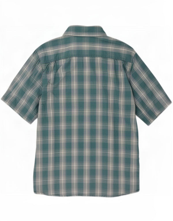 Camisa Wrangler masculina de manga curta 3XL algodão xadrez azul
