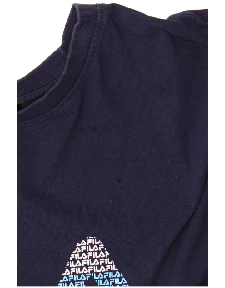 Fila Mens Graphic T-Shirt Top Grande Algodão Azul Marinho