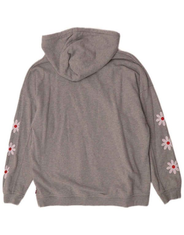 Suéter com capuz gráfico masculino Levi's grande algodão floral cinza