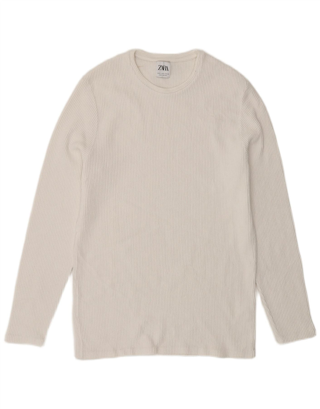 Zara Top masculino manga longa médio algodão branco