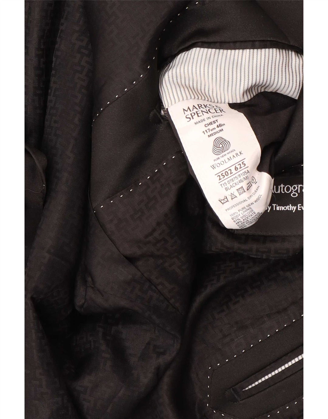 Jaqueta blazer masculina de 1 botão Marks & Spencer Reino Unido 46 XL preta de lã nova