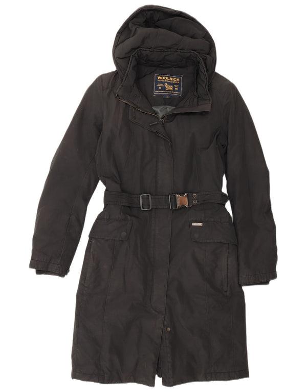Casaco acolchoado com capuz feminino Woolrich UK 6 XS algodão preto