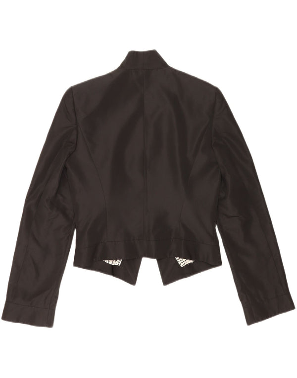 Jaqueta blazer aberta feminina Gianfranco Ferre Reino Unido 10 pequeno acetato preto