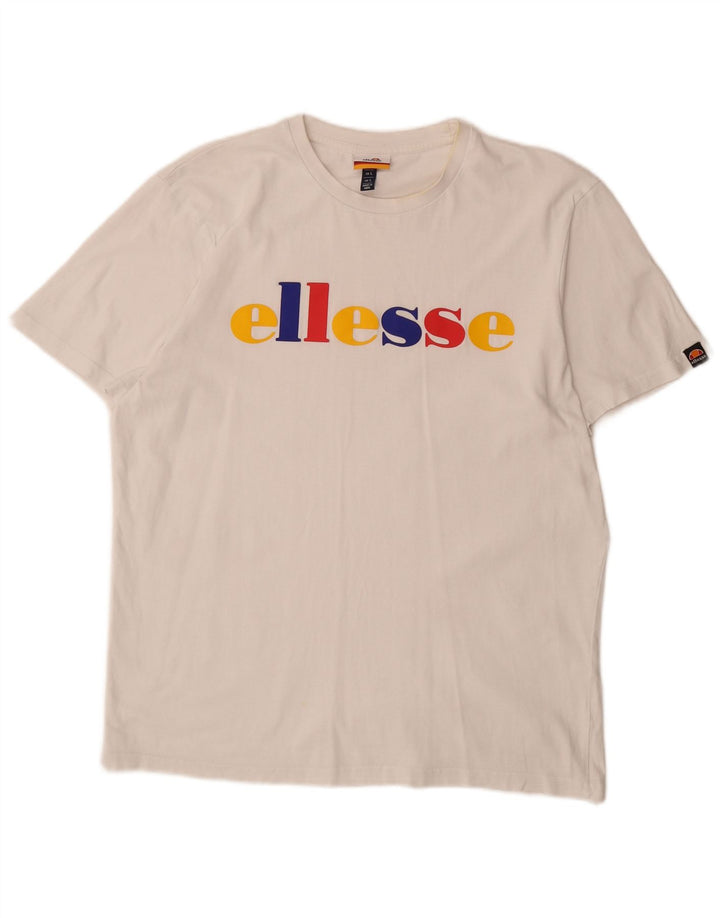 Camiseta masculina gráfica ELLESSE grande branca
