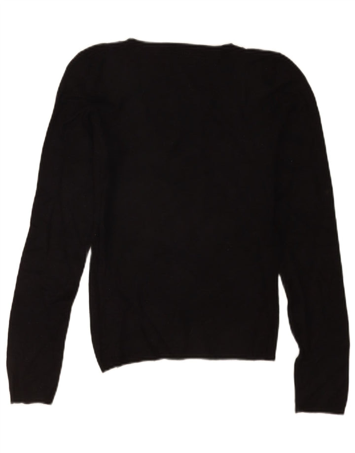Suéter feminino Zara com decote em V Reino Unido 8 pequeno rayon preto