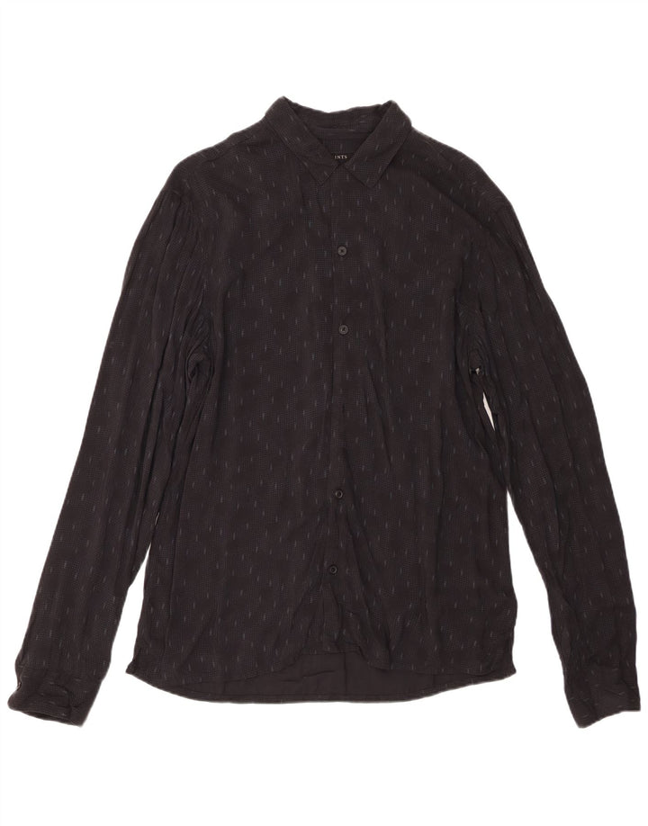 Camisa masculina All Saints viscose geométrica preta média