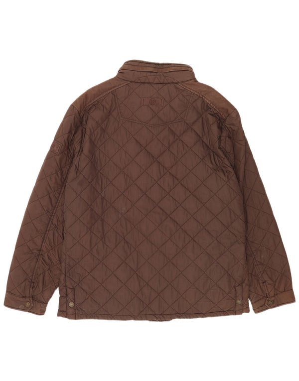 Jaqueta acolchoada com capuz masculina Fat Face Reino Unido 42 XL algodão marrom