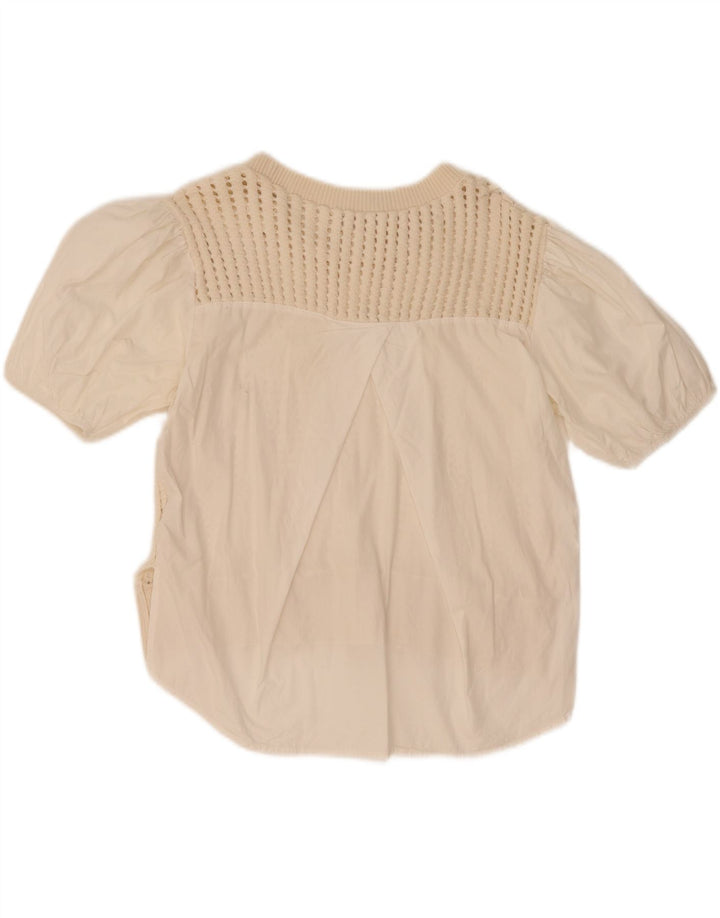 Blusa feminina de crochê Zara Top UK 14 algodão branco médio