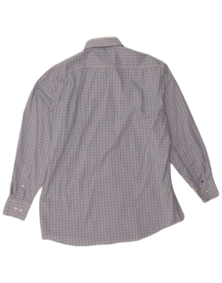Camisa masculina Tommy Hilfiger de ajuste regular tamanho 15 1/2 algodão xadrez azul médio