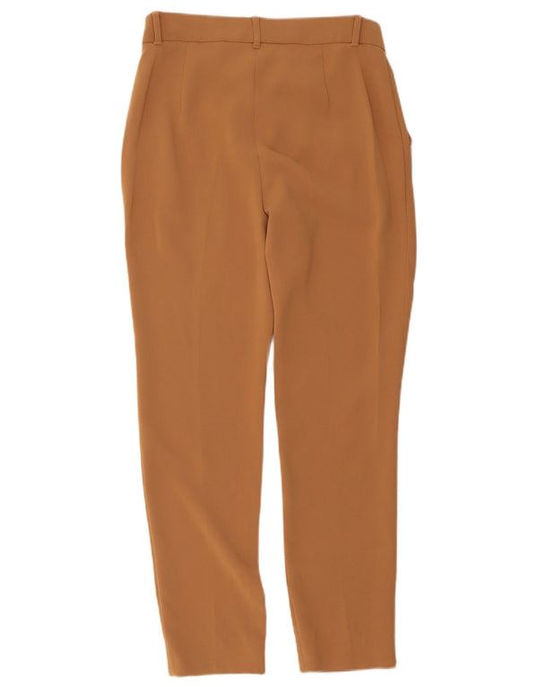 Calça feminina Max Mara Crop Suit UK 8 pequena W30 L25 acetato bege