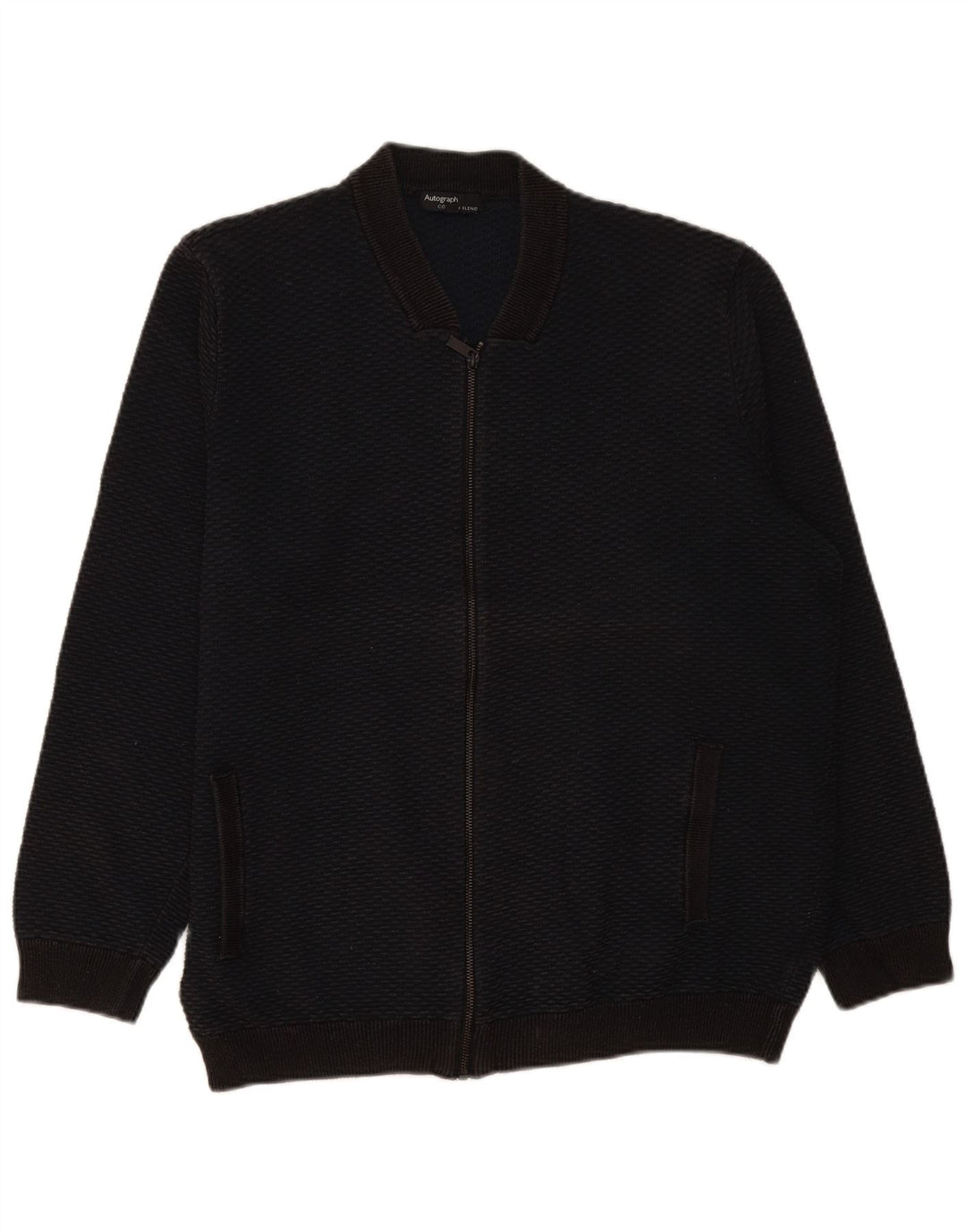 Suéter cardigã masculino com zíper completo Marks & Spencer 2XL algodão preto