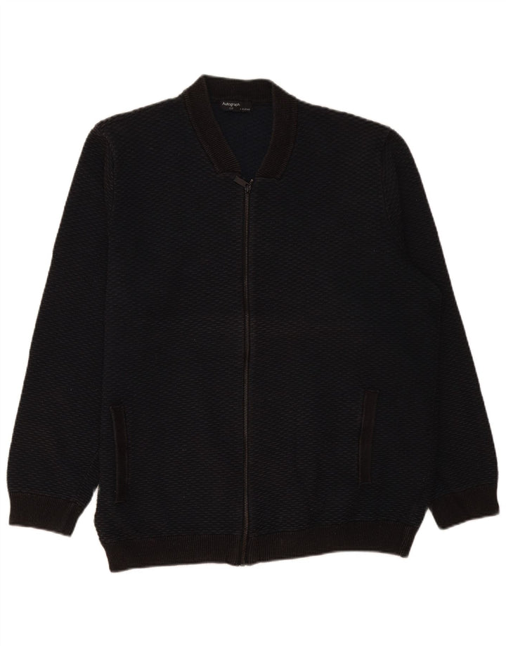 Suéter cardigã masculino com zíper completo Marks & Spencer 2XL algodão preto